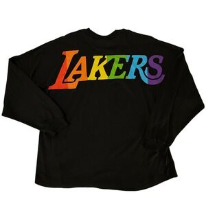 Los Angeles Lakers Rainbow Logo Long Sleeve T Shirt Mens‎ XL Black Cotton Pride